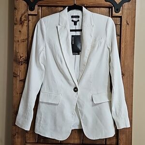 RW&CO. White Linen Blend Single Button Blazer Size 00 NWT